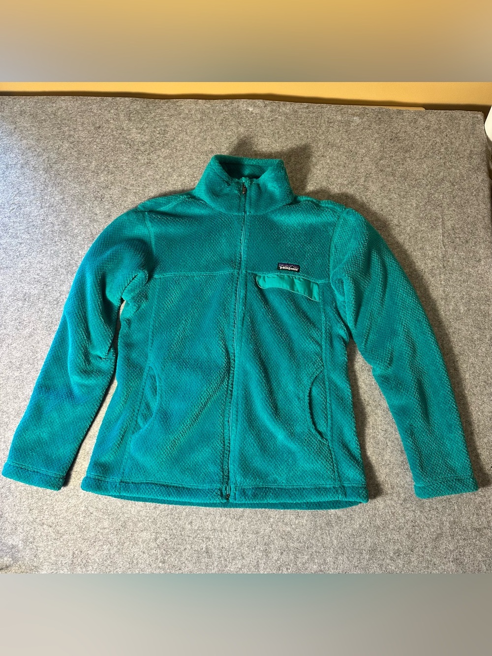 Patagonia Re-Tool Jacket Women Large Full Zip Fleece Fuzzy Teal Outdoor Gorpcore